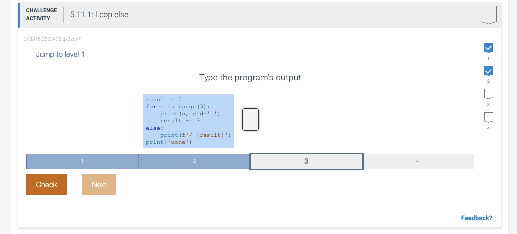 Solved CHALLENGE ACTIVITY 5.11.1: Loop else. | Chegg.com
