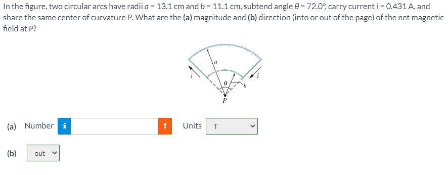 Solved In The Figure, Two Circular Arcs Have Radii A = 13.1 | Chegg.com