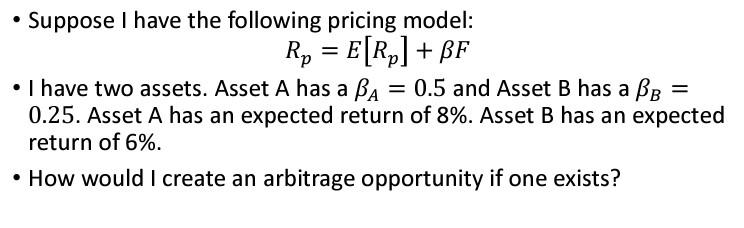 Solved - Suppose I Have The Following Pricing Model: | Chegg.com