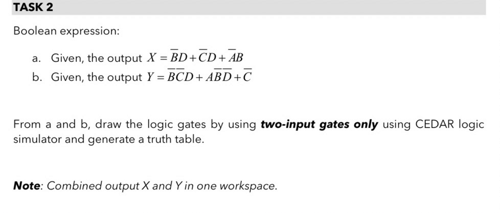 Solved TASK 2 Boolean Expression: A. Given, The Output X = | Chegg.com