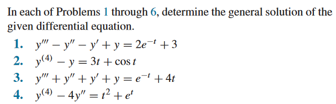 Solved In each of Problems 1 through 6, determine the | Chegg.com