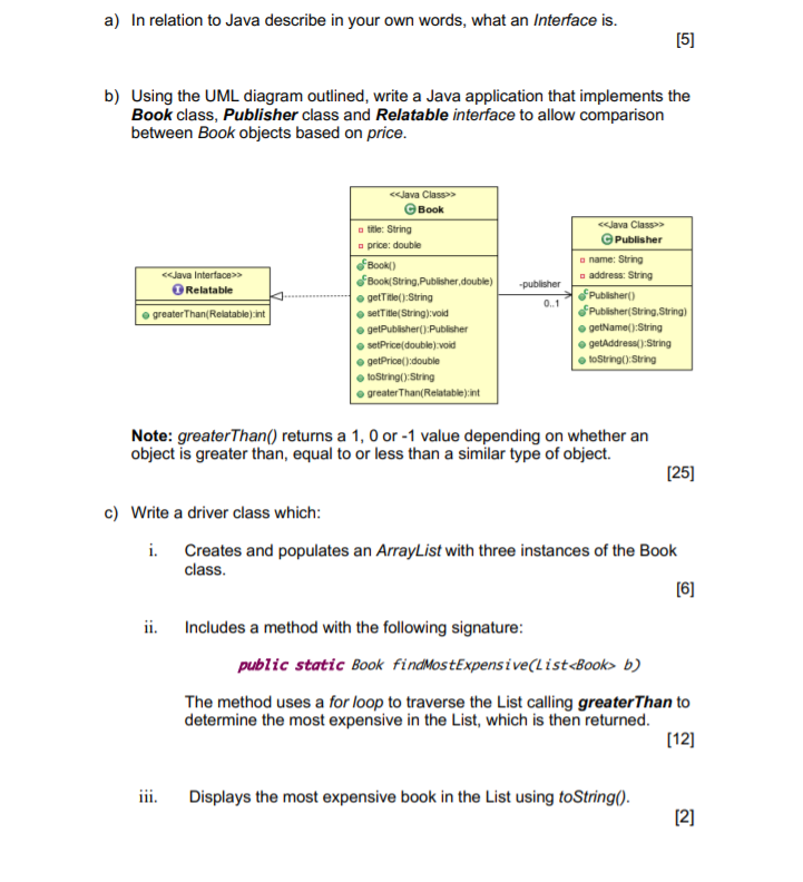 Solved a) In relation to Java describe in your own words, | Chegg.com
