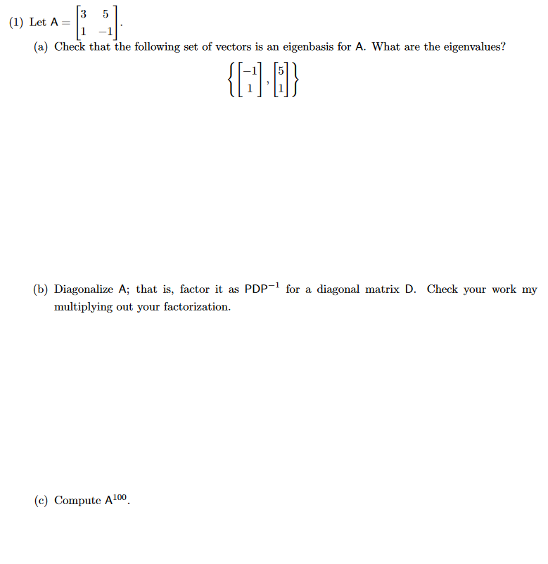 Solved 3 5 (1) Let A (a) Check That The Following Set Of | Chegg.com