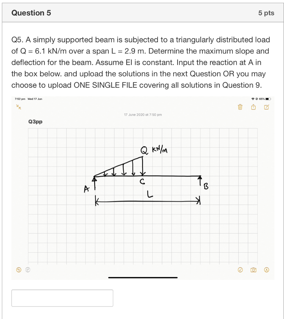 Solved Question 5 5 pts Q5. A simply supported beam is | Chegg.com