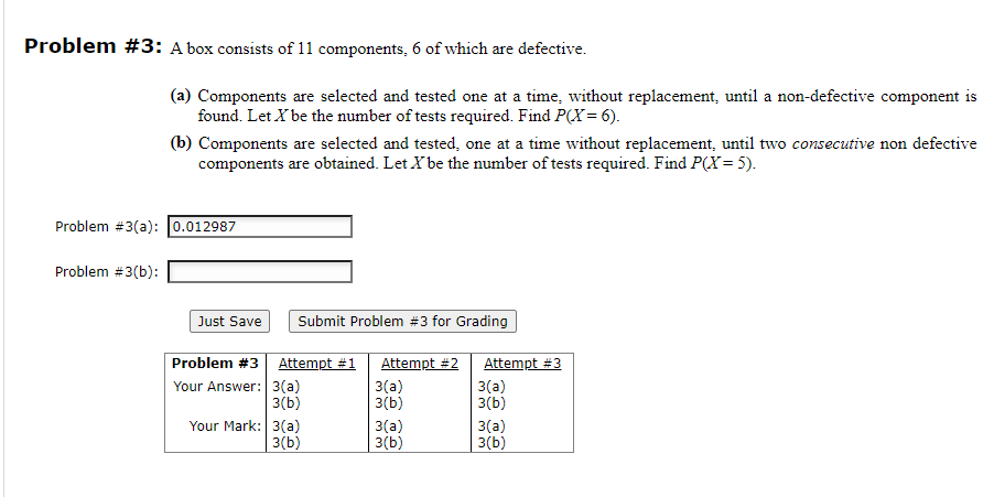 Solved Problem #3: A box consists of 11 components, 6 of | Chegg.com
