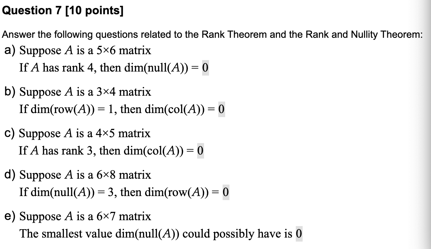 Solved Answer The Following Questions Related To The Rank | Chegg.com