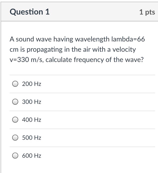 Solved A Sound Wave Having Wavelength Lambda=66 Cm Is | Chegg.com