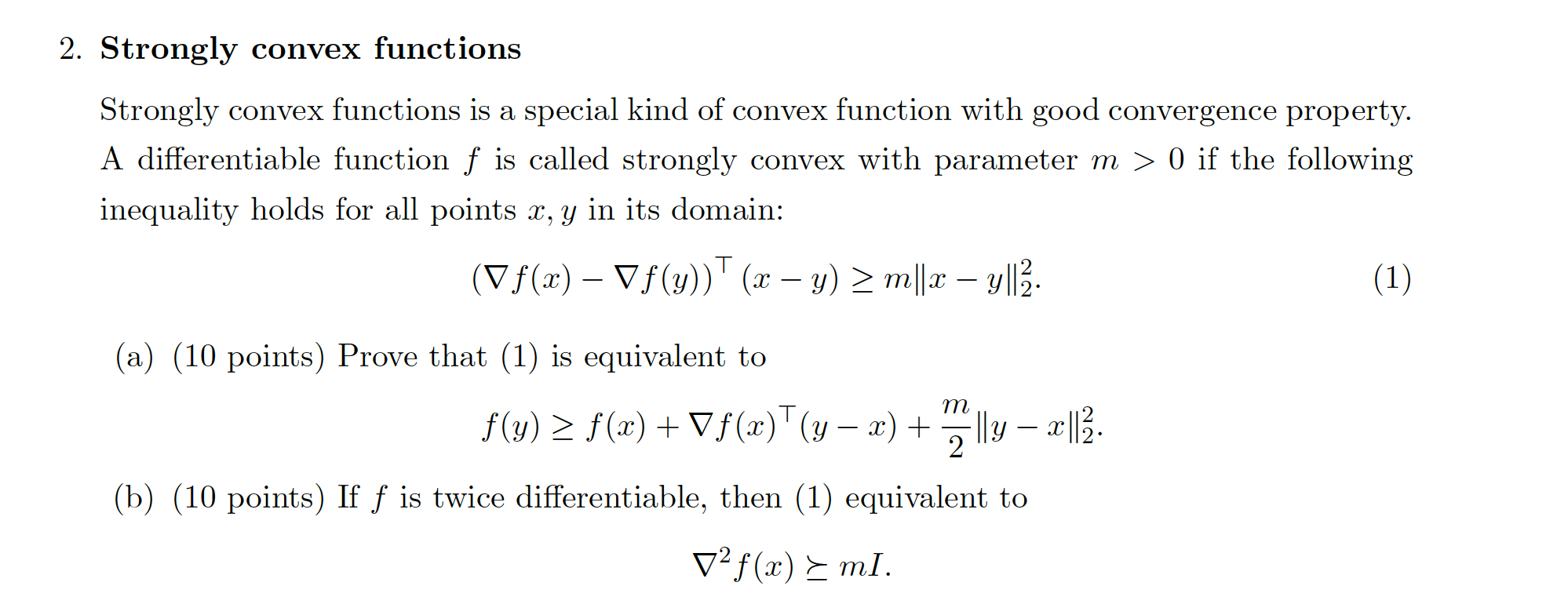 Solved 2. Strongly convex functions Strongly convex | Chegg.com