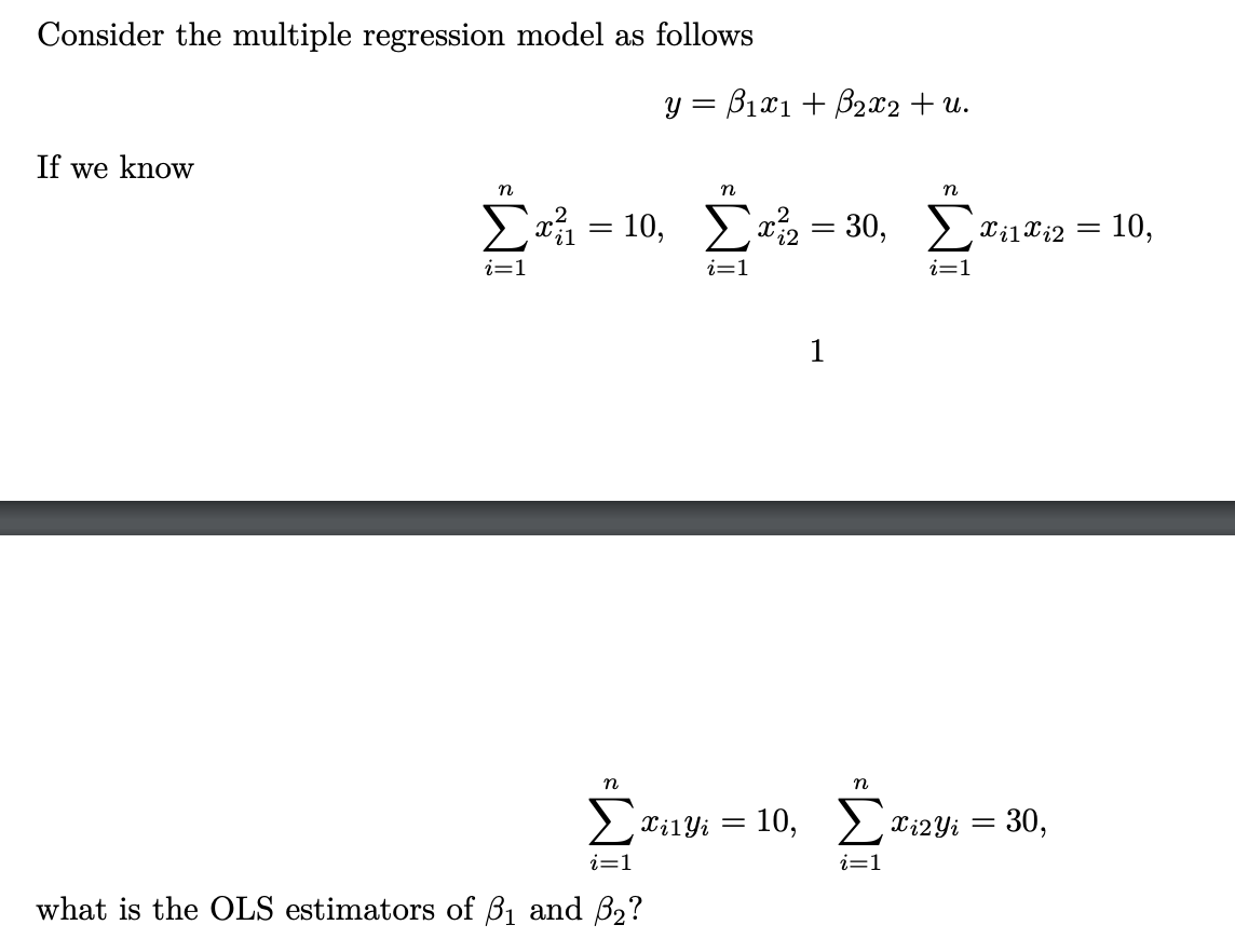 Solved Consider The Multiple Regression Model As Follows | Chegg.com