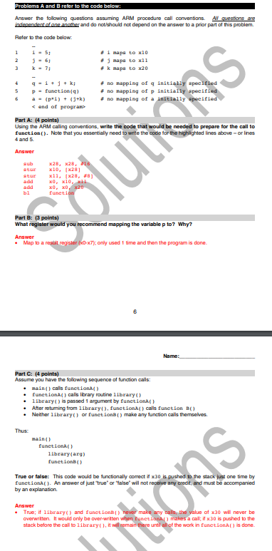 Problems A And B Refer To The Code Below: Answer The | Chegg.com