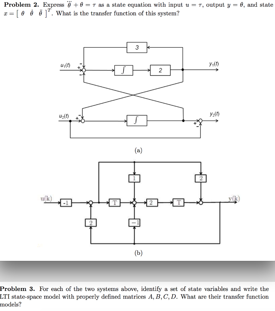 Solved Problem 2 Express O 0 T As A State Equation W Chegg Com