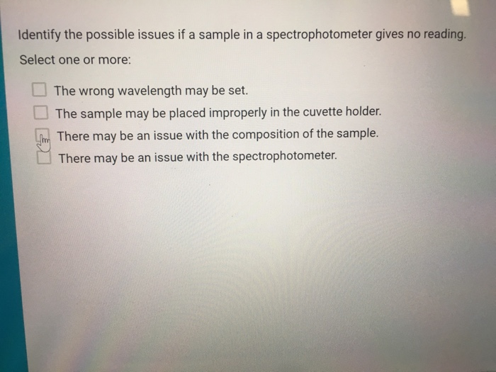 Solved Identify the possible issues if a sample in a