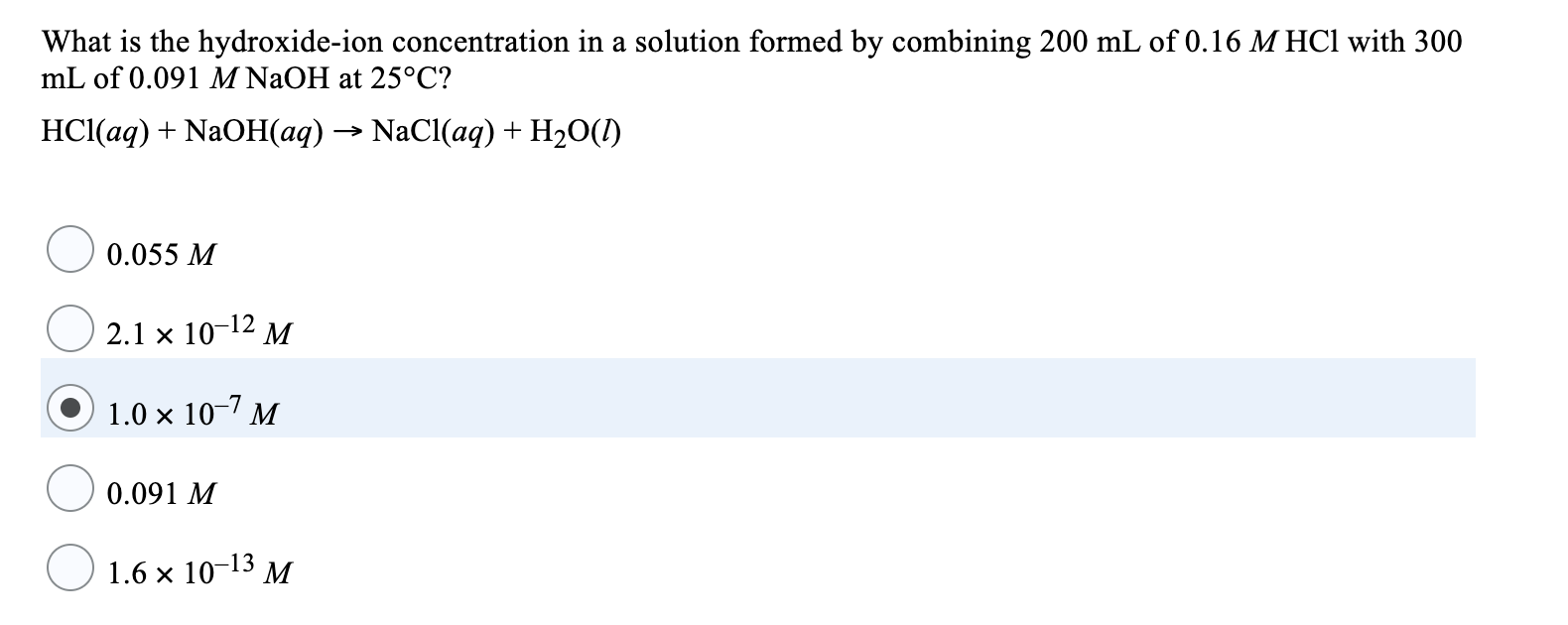 Solved What is the hydroxideion concentration in a solution