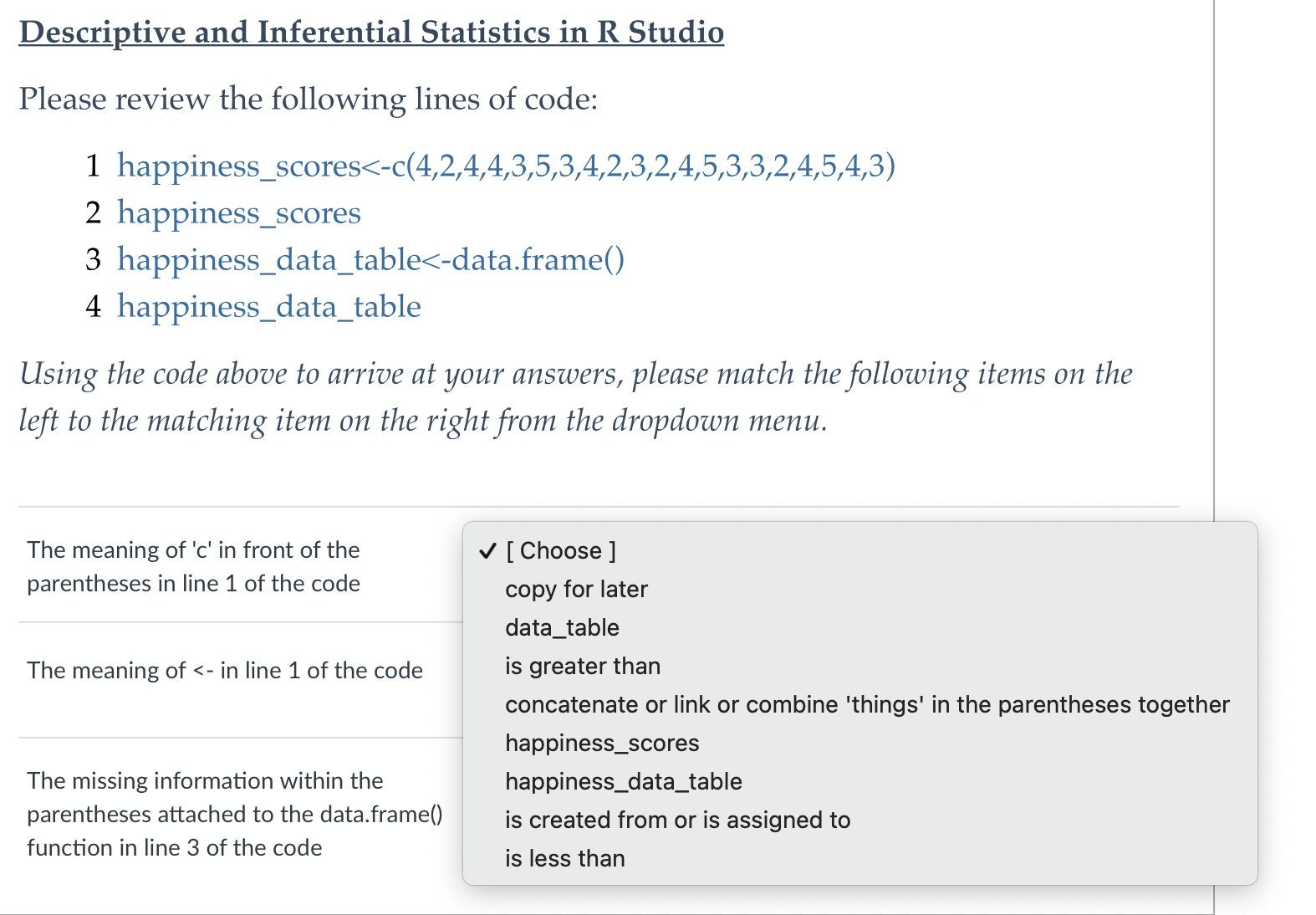 Solved Descriptive And Inferential Statistics In R Studio | Chegg.com