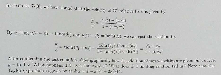 Solved In Exercise 7 3 We Have Found That The Velocity O Chegg Com