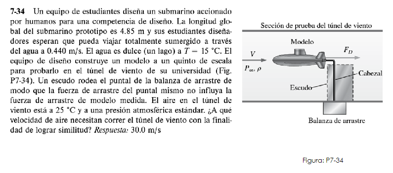 7-34 Un equipo de estudiantes diseña un submarino accionado por humanos para una competencia de diseño. La longitud global de