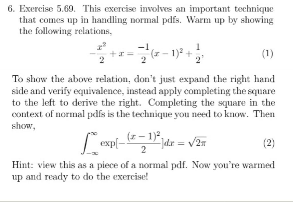 Solved 6. Exercise 5.69. This exercise involves an important | Chegg.com