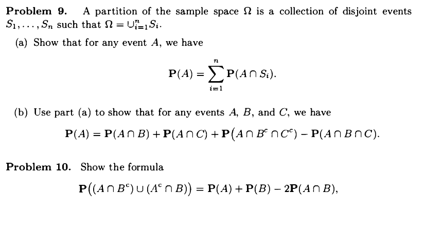 Solved Problem 9. A partition of the sample space 12 is a | Chegg.com
