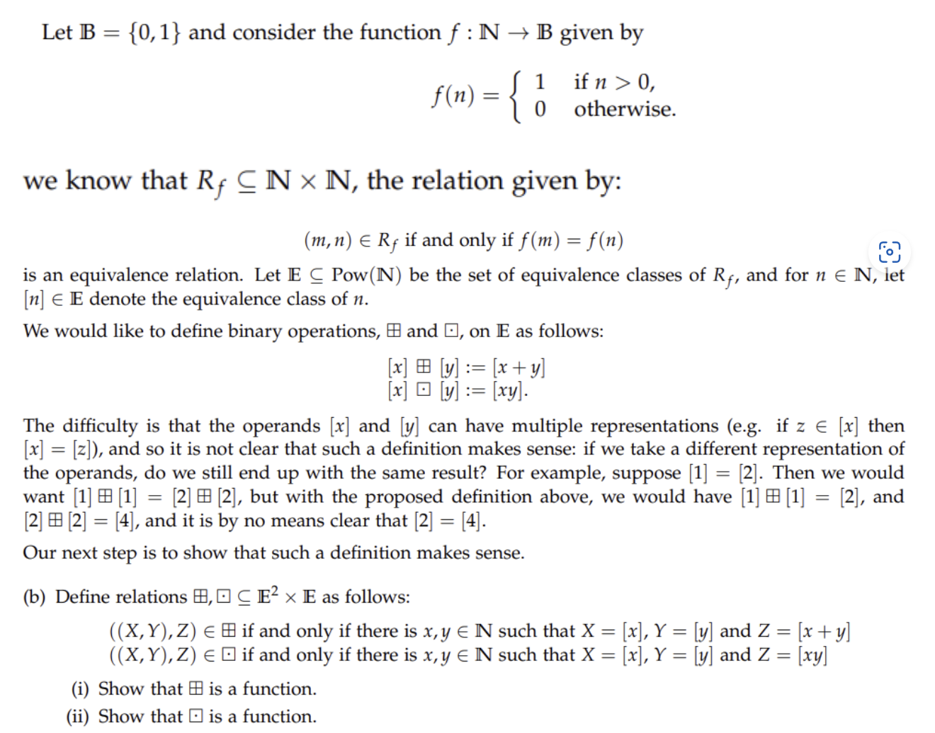 Solved Let B={0,1} And Consider The Function F:N→B Given By | Chegg.com