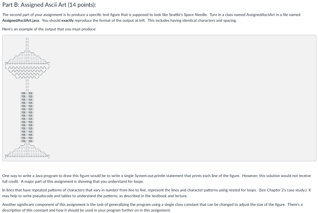 Solved Part B: Assigned Ascii Art (14 points): The second | Chegg.com