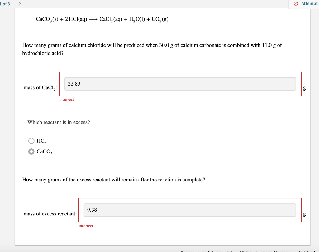 Solved CaCO3( s)+2HCl(aq) CaCl2(aq)+H2O(l)+CO2( g) How many | Chegg.com