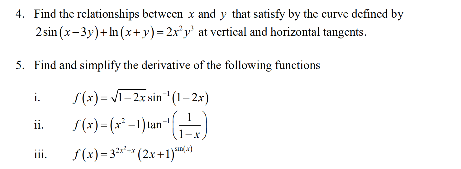 Solved 4. Find the relationships between x and y that | Chegg.com