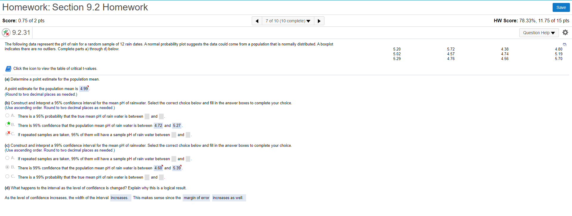 Solved 5.05 5.02 4.87 5.72 4.59 4.76 4.62 4.74 4.56 4.80 | Chegg.com