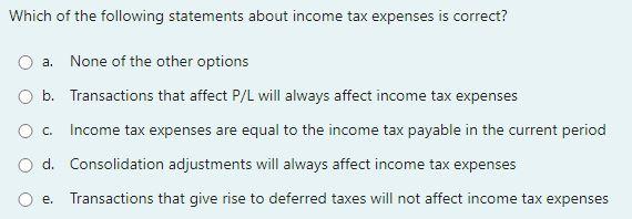 Solved Which of the following statements about income tax | Chegg.com