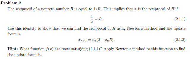 Reciprocal Non Example Math Solved Problem 2 The reciprocal of a nonzero number R is | Chegg.com