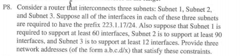Solved Consider a router that interconnects three subnets: | Chegg.com