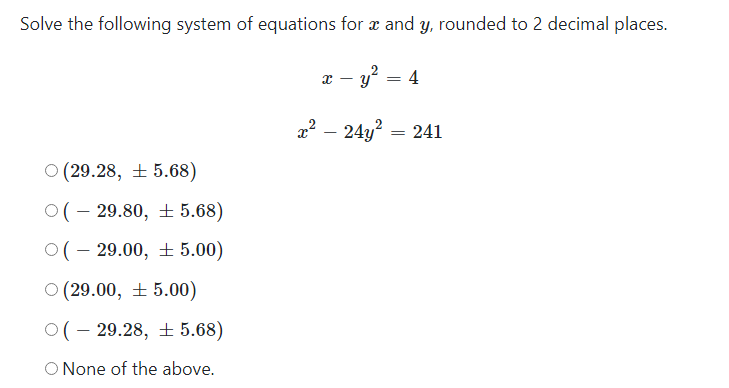 Solved Solve the following system of equations for x and y, | Chegg.com