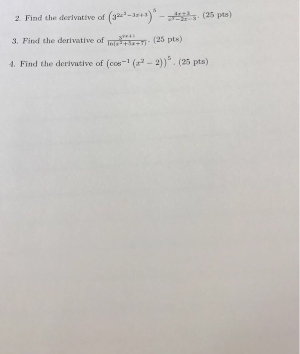 find the derivative of x 2 3x 5