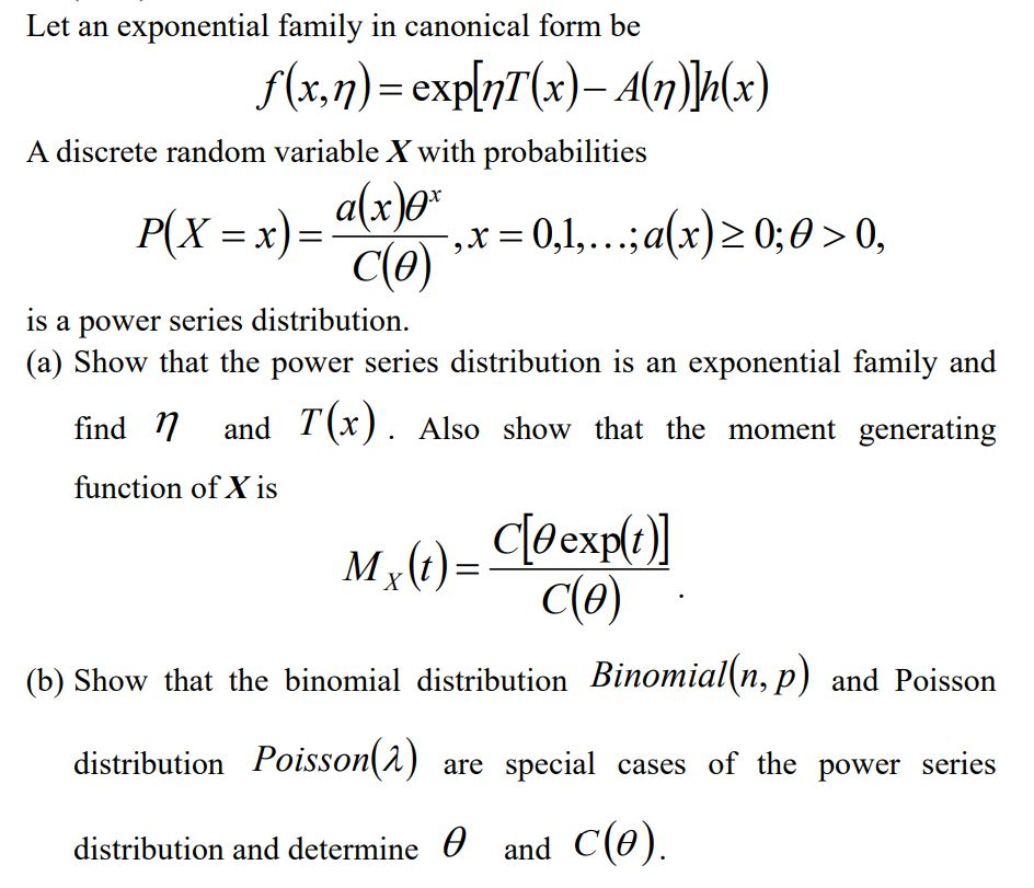 exponential family in canonical form