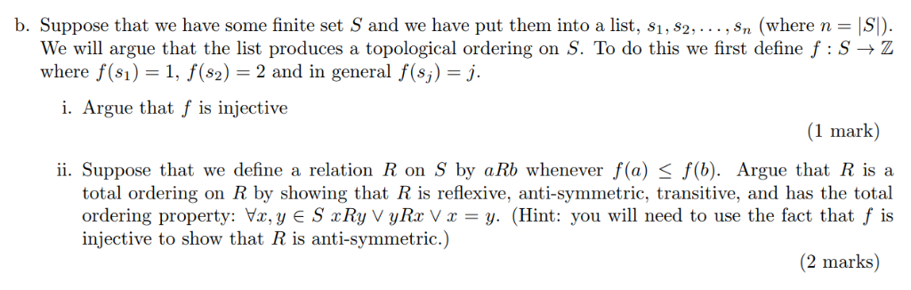 Solved Suppose that we have some finite set S and we have | Chegg.com