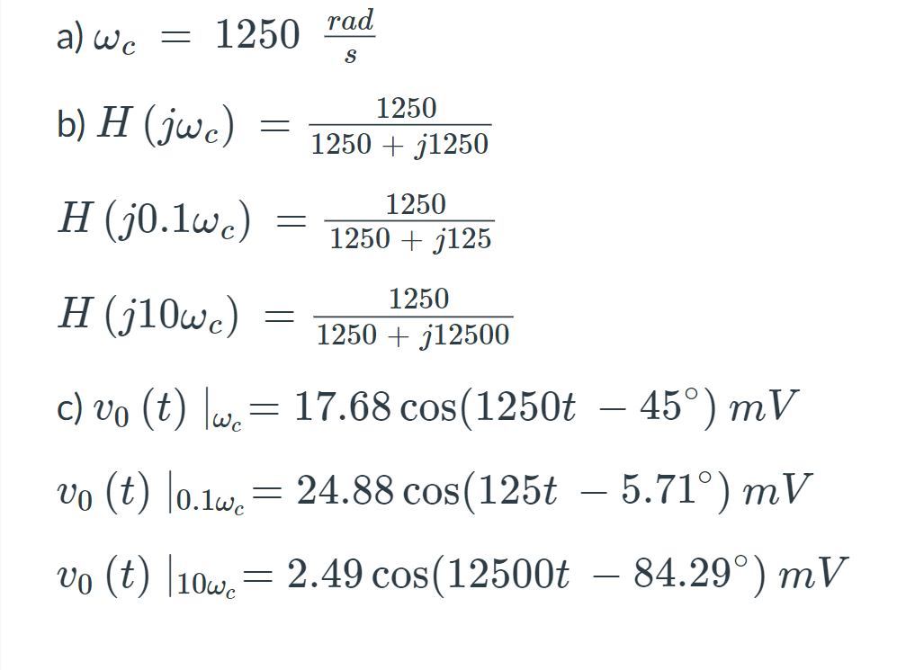 Solved a) Find the cutoff frequency (in hertz) of the