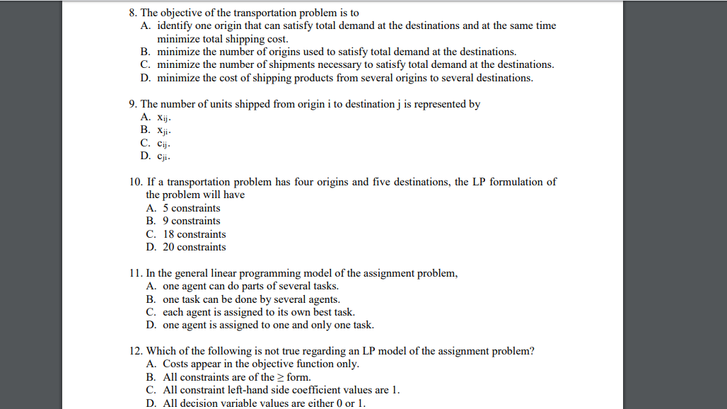 solved-8-the-objective-of-the-transportation-problem-is-to-chegg