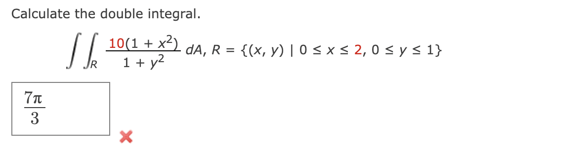 Calculate the double integral. \[ \iint_{R} \frac{10\left(1+x^{2}\right)}{1+y^{2}} d A, R=\{(x, y) \mid 0 \leq x \leq 2,0 \le