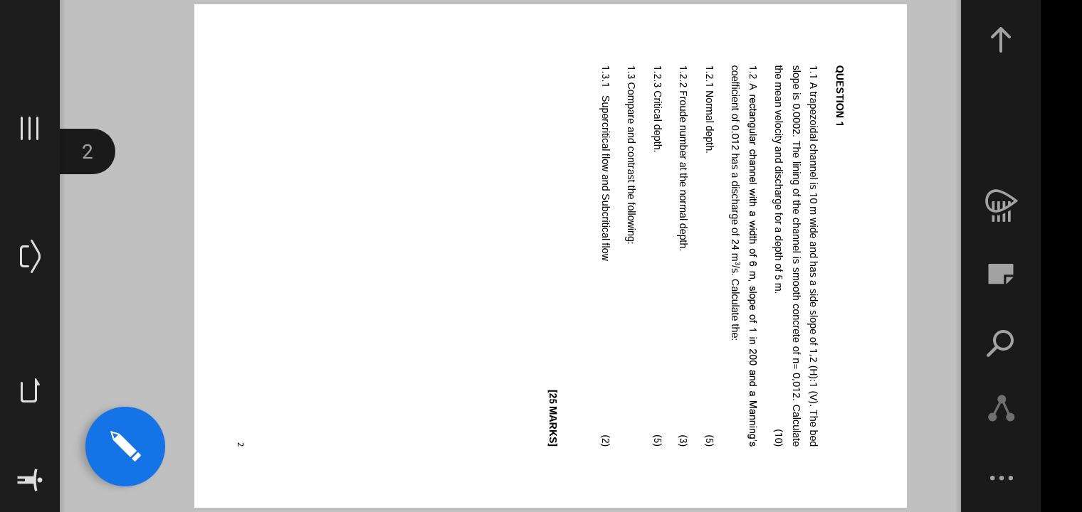 Solved QUESTION 1 1.1 A trapezoidal channel is 10 m wide and | Chegg.com