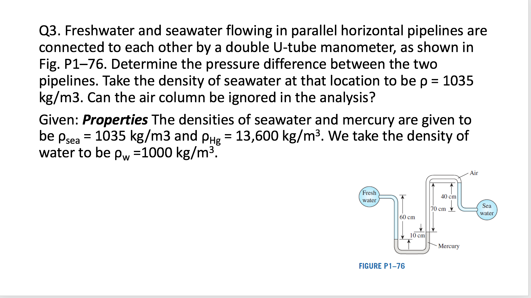 Solved Q3. Freshwater and seawater flowing in parallel | Chegg.com