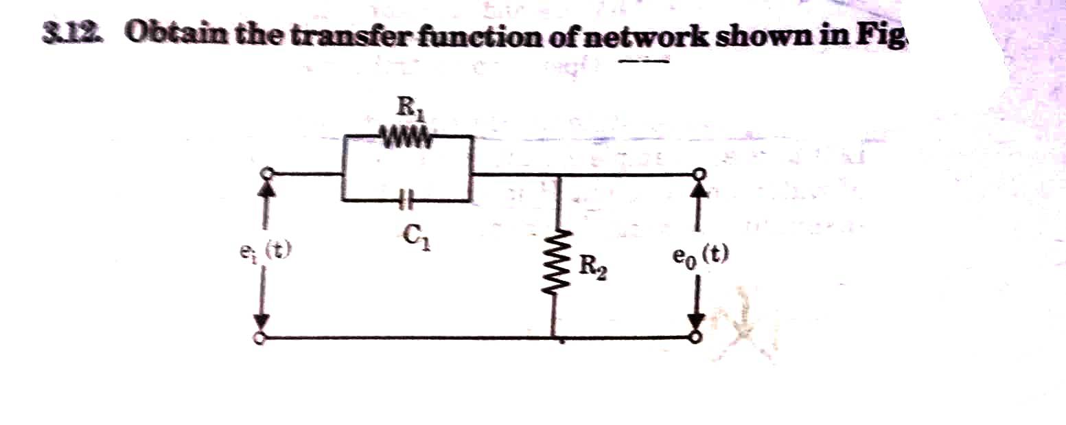 Solved 3.12. Obtain the transfer function of network shown | Chegg.com