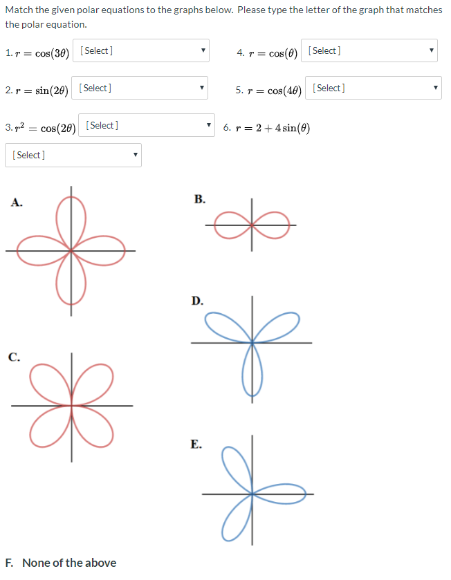 Solved Match The Given Polar Equations To Graphs Below. 