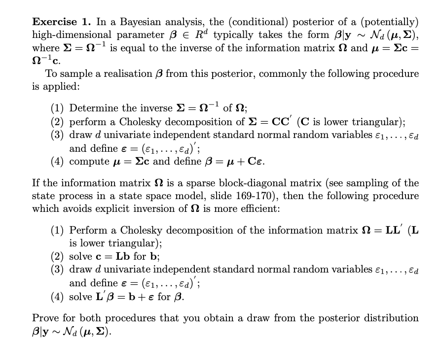 Solved Exercise 1 In A Bayesian Analysis The Condition Chegg Com