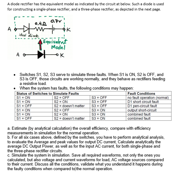 Solved A diode rectifier has the equivalent model as Circuit Diagram
