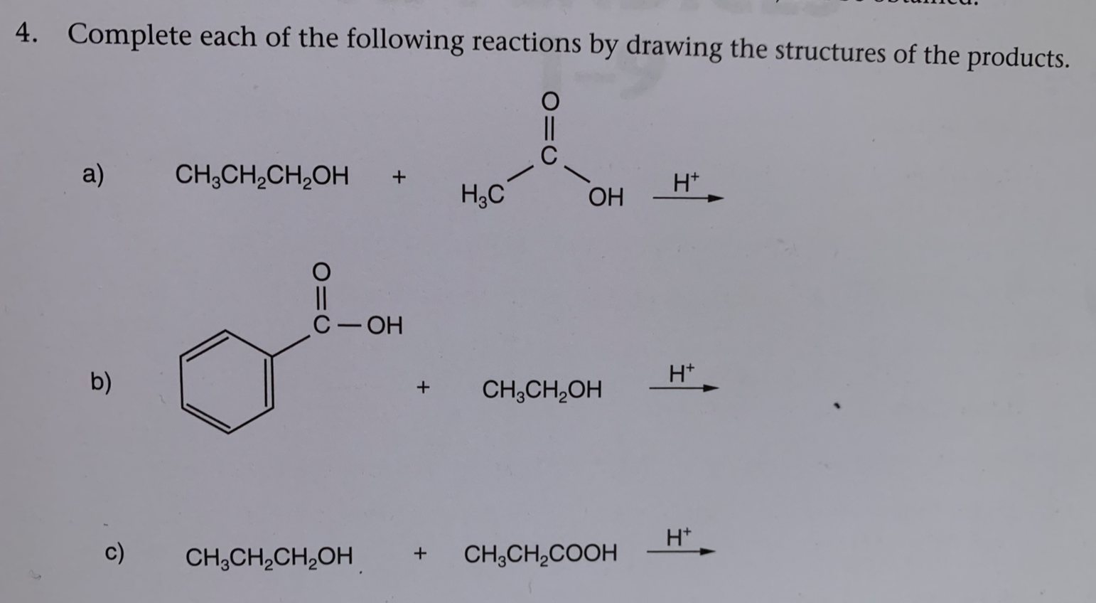 Solved 4. Complete each of the following reactions by | Chegg.com