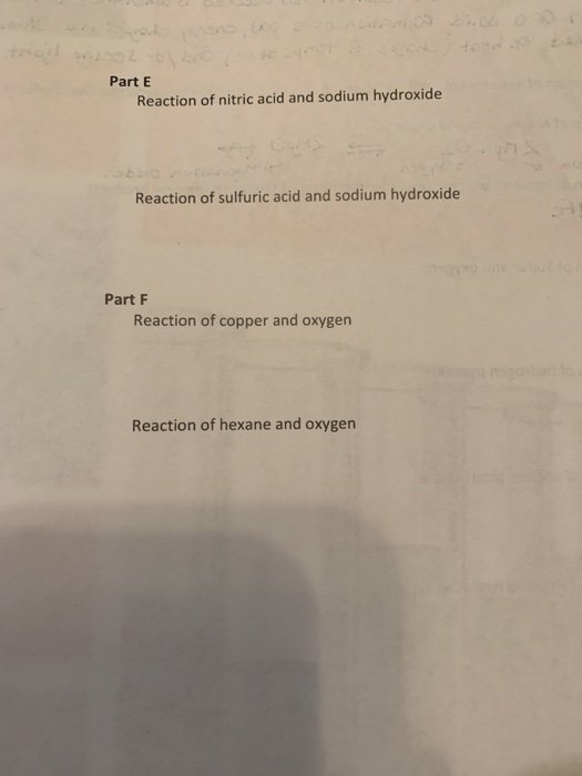 Solved Part E Reaction of nitric acid and sodium hydroxide