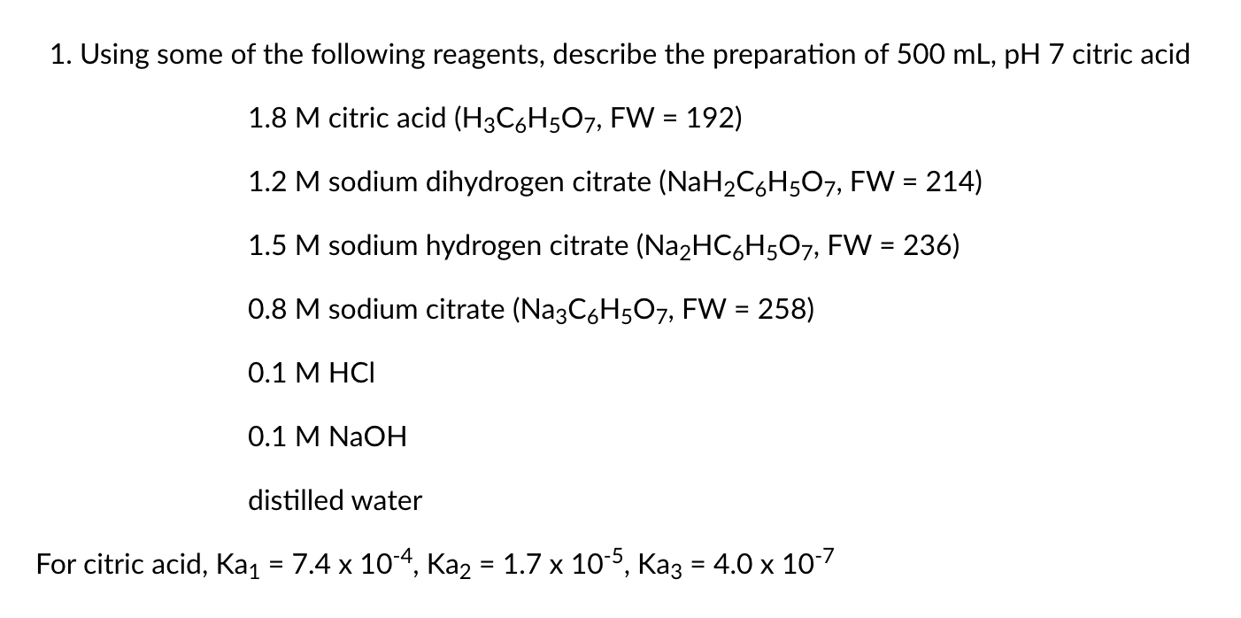 Solved 1. Using Some Of The Following Reagents, Describe The 