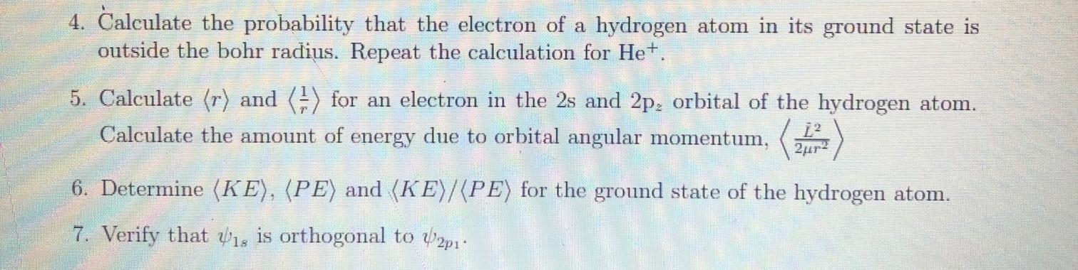 Solved 4. Calculate the probability that the electron of a | Chegg.com