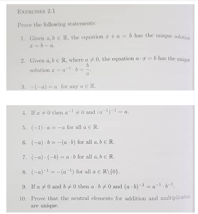 Solved EXERCISES 2.1 Prove The Following Statements: 1. | Chegg.com