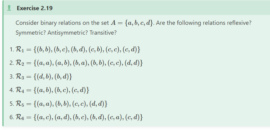 Solved A Binary Relation R On A Set A Is Irreflexive If And 4366