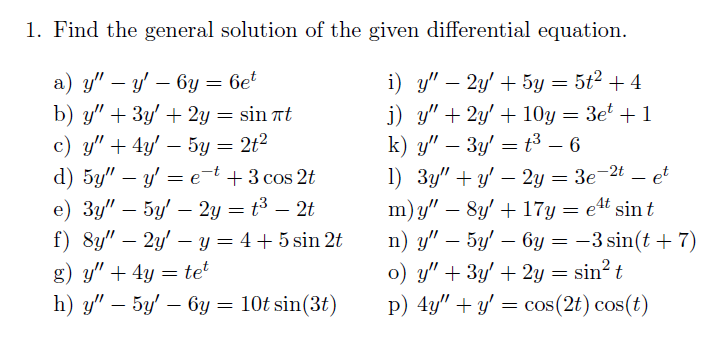 Solved 1 Find The General Solution Of The Given Differen Chegg Com